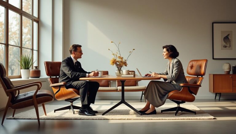 Découvrez l'univers de Charles et Ray Eames, designers emblématiques du mobilier moderne, célèbres pour leurs créations innovantes et intemporelles qui ont révolutionné le design du XXe siècle.