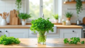 Découvrez des astuces simples et efficaces pour conserver votre persil frais pendant plusieurs jours à la maison et éviter le gaspillage.