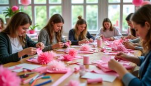 participez à l'atelier collaboratif à saint-jean-d’angély pour créer des décorations solidaires en soutien à octobre rose, la lutte contre le cancer du sein.