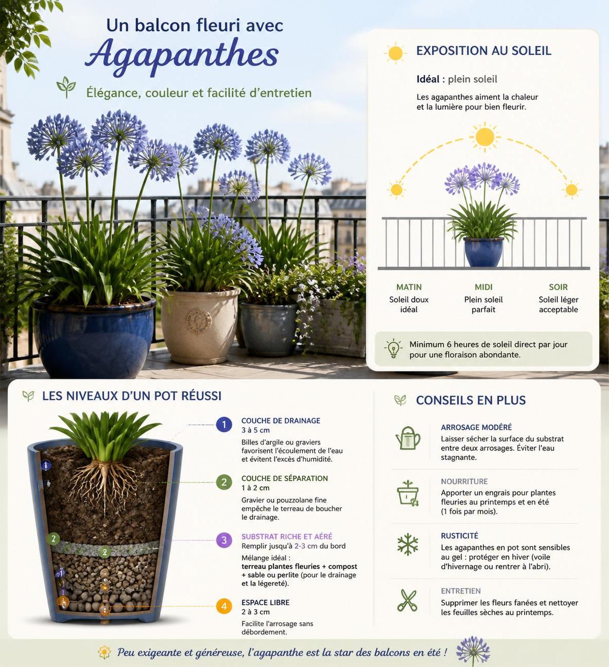 découvrez comment planter et entretenir l'agapanthe, cette magnifique plante vivace aux fleurs bleues, pour sublimer votre jardin toute la saison.