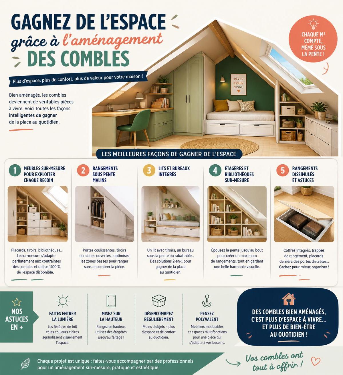 découvrez comment aménager vos combles pour optimiser l'espace sous les toits et créer un nouvel espace de vie fonctionnel et agréable.