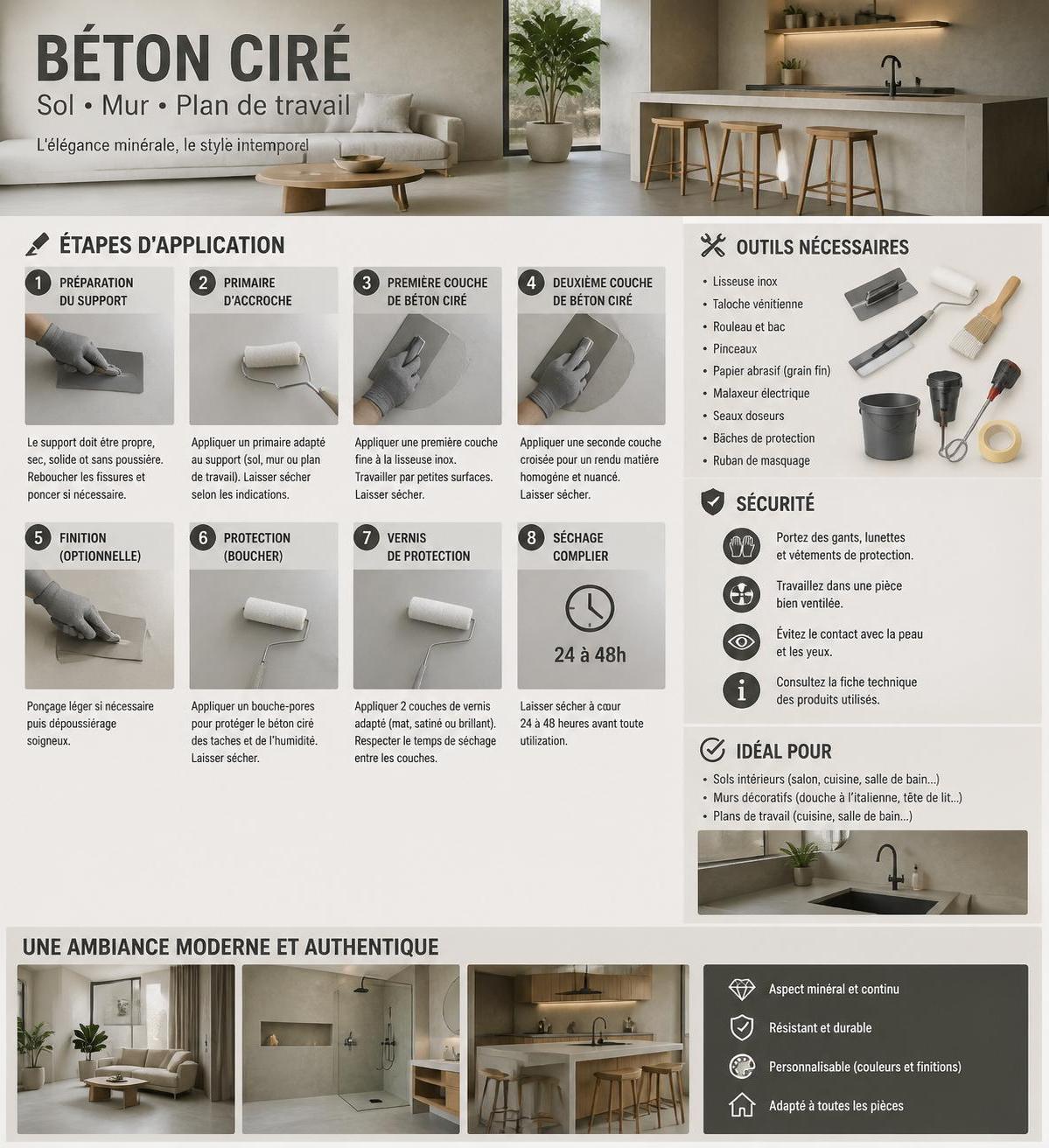 découvrez comment appliquer du béton ciré sur vos sols, murs et plans de travail vous-même grâce à notre guide complet et facile à suivre.