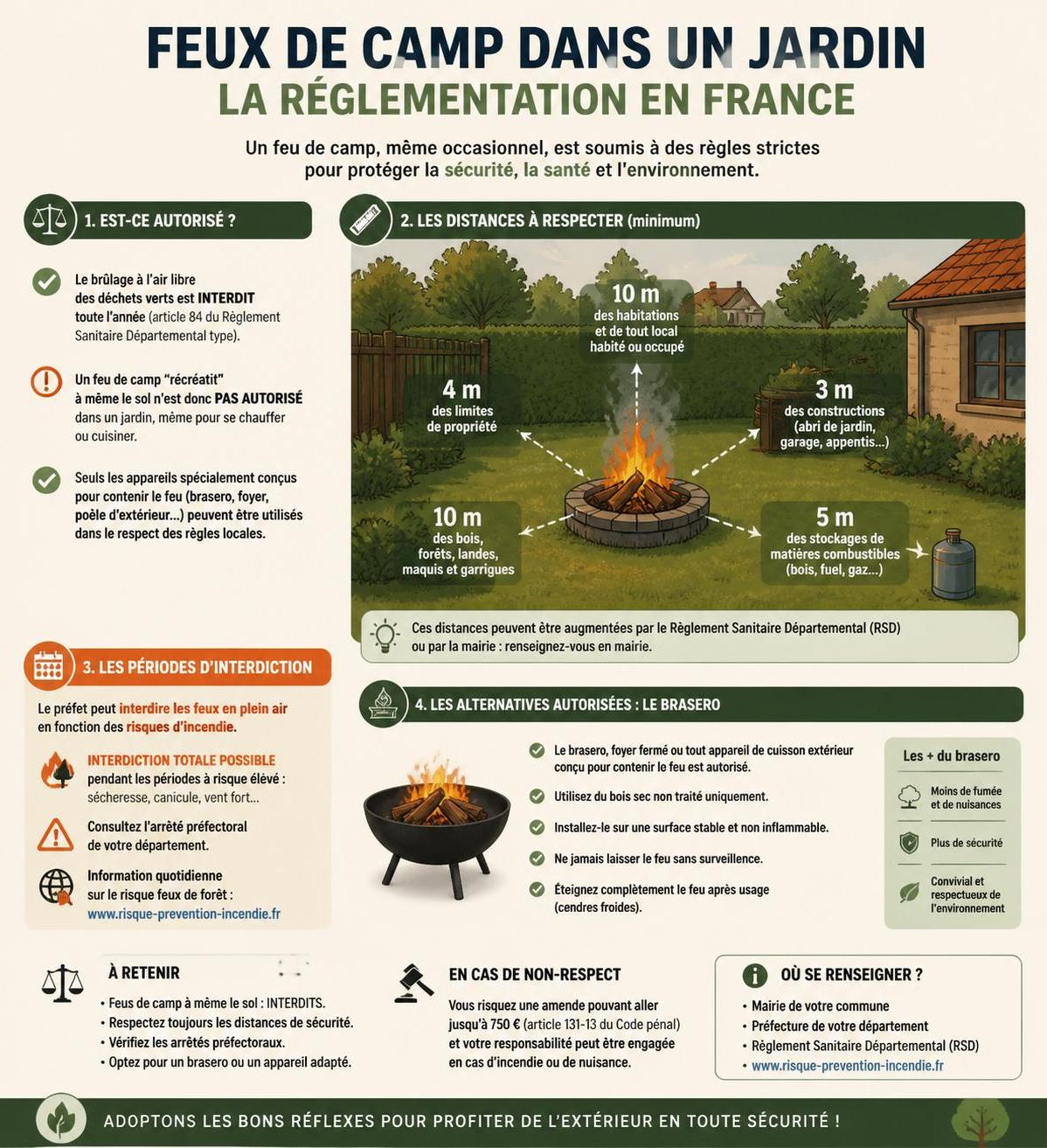 découvrez la réglementation en vigueur concernant les feux de camp dans votre jardin pour profiter en toute légalité et en toute sécurité de vos soirées en plein air.