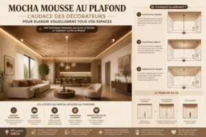 découvrez comment la mocha mousse au plafond transforme vos espaces en jouant avec les volumes et la lumière, révélant l'audace des décorateurs pour agrandir visuellement toutes vos pièces.
