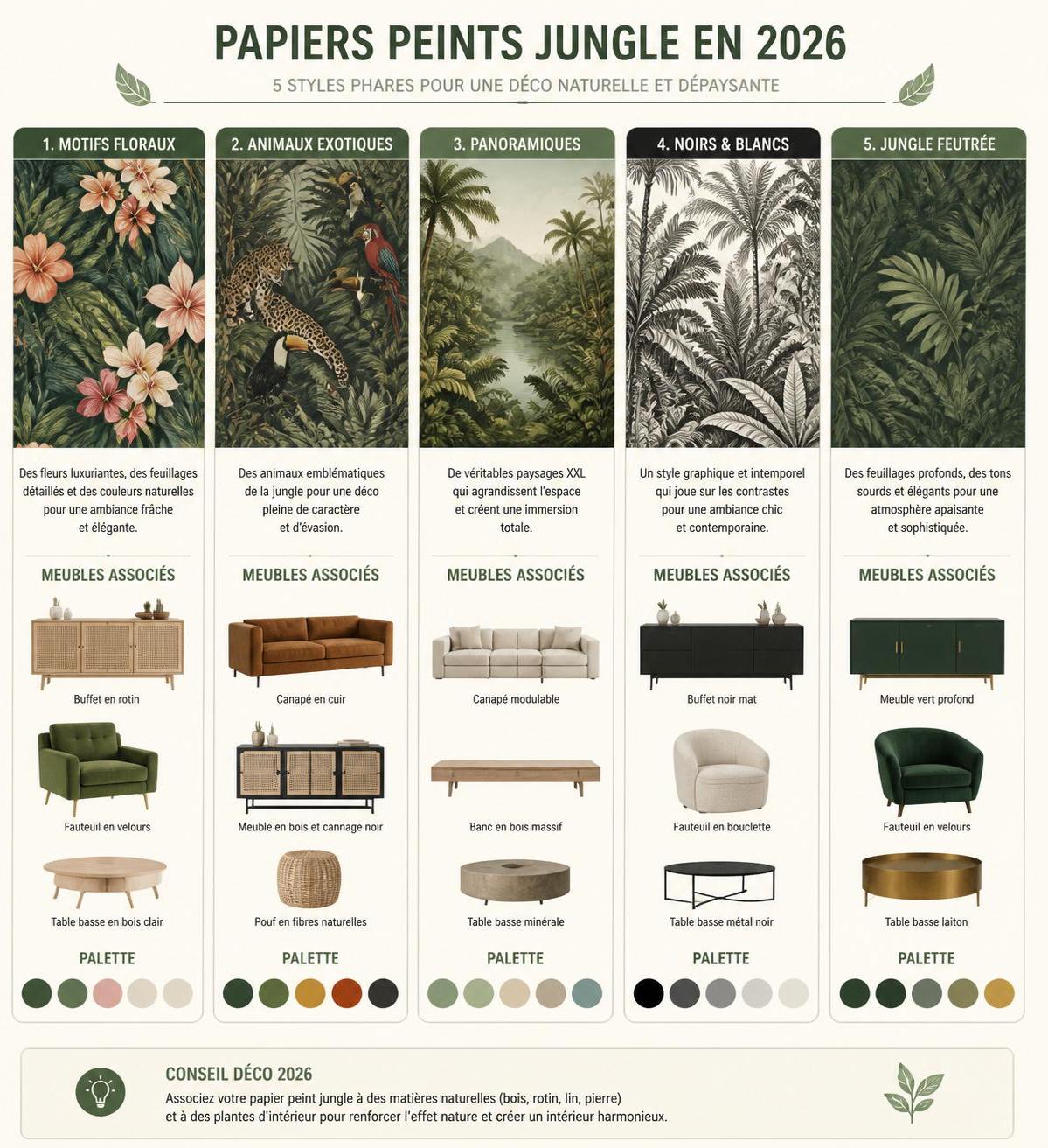 découvrez les tendances papier peint jungle en 2026 et nos conseils pour l'associer parfaitement dans votre intérieur, apportant une touche exotique et moderne à votre décoration.