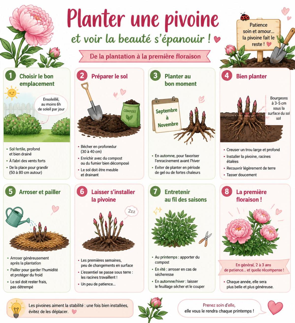 découvrez comment planter, entretenir et choisir les différentes variétés de pivoines pour un jardin éclatant de fleurs toute la saison.