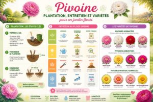 découvrez comment planter et entretenir les pivoines, ainsi que les différentes variétés pour un jardin fleuri toute l'année.