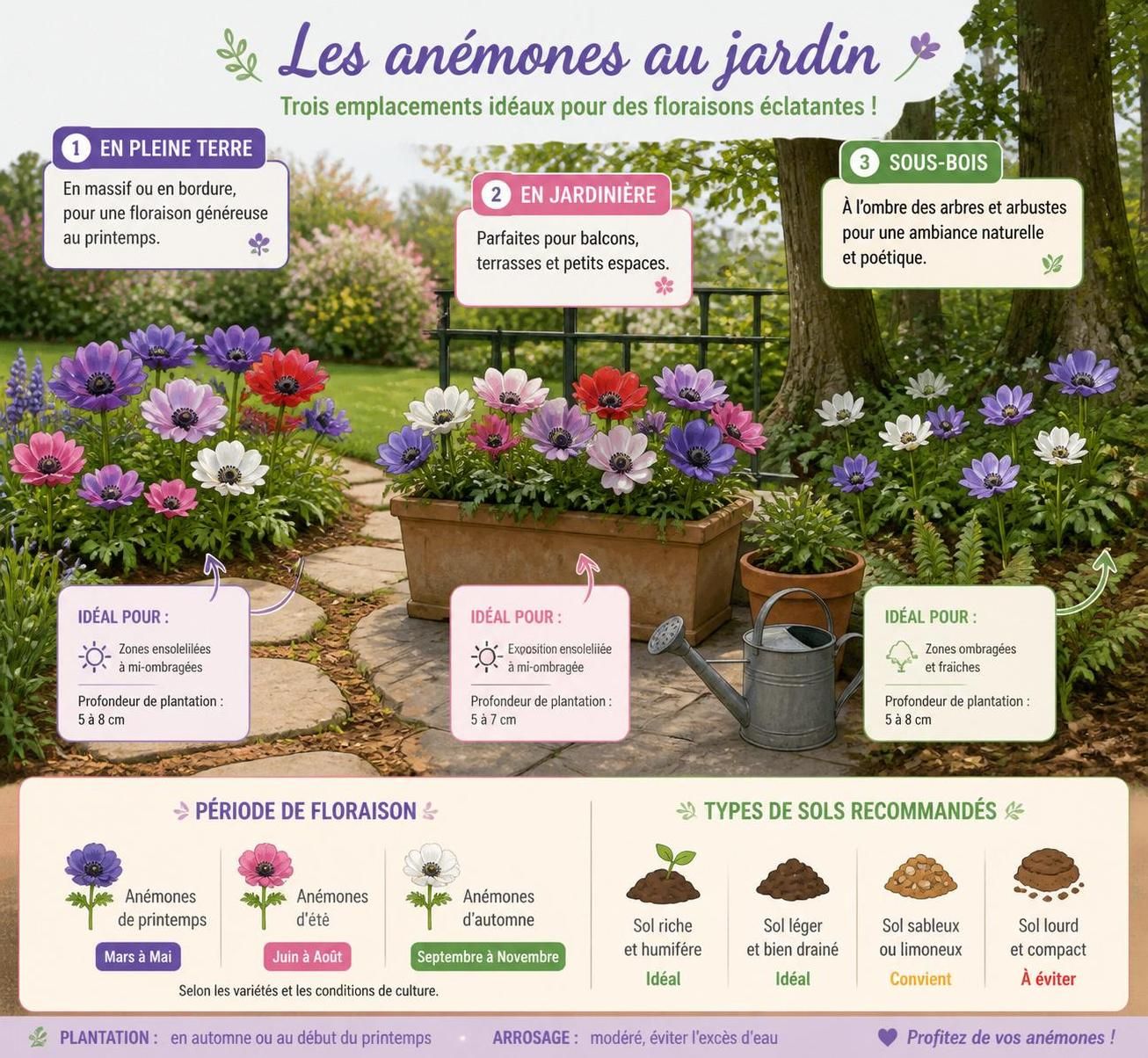 découvrez comment planter des anémones pour apporter des couleurs vives à votre jardin, du début de l'automne jusqu'au printemps. conseils pratiques pour réussir vos fleurs printanières.