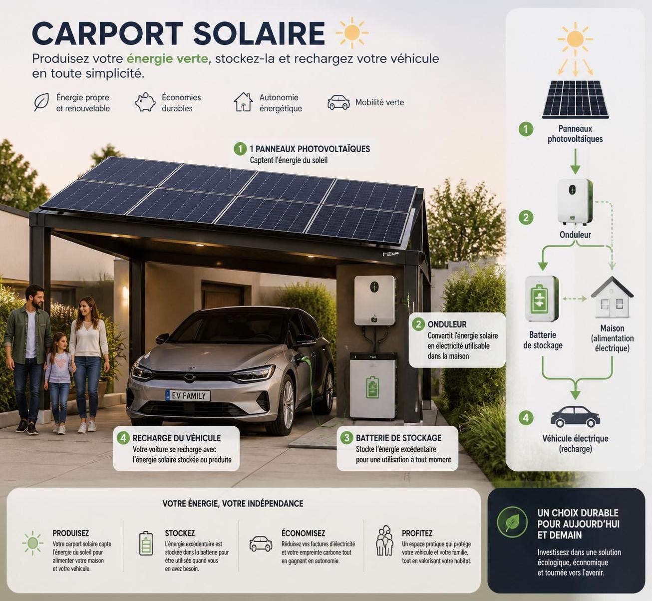 découvrez tout ce qu'il faut savoir sur le carport solaire : prix, installation et conseils pour bien choisir et réussir votre projet d'abri photovoltaïque.