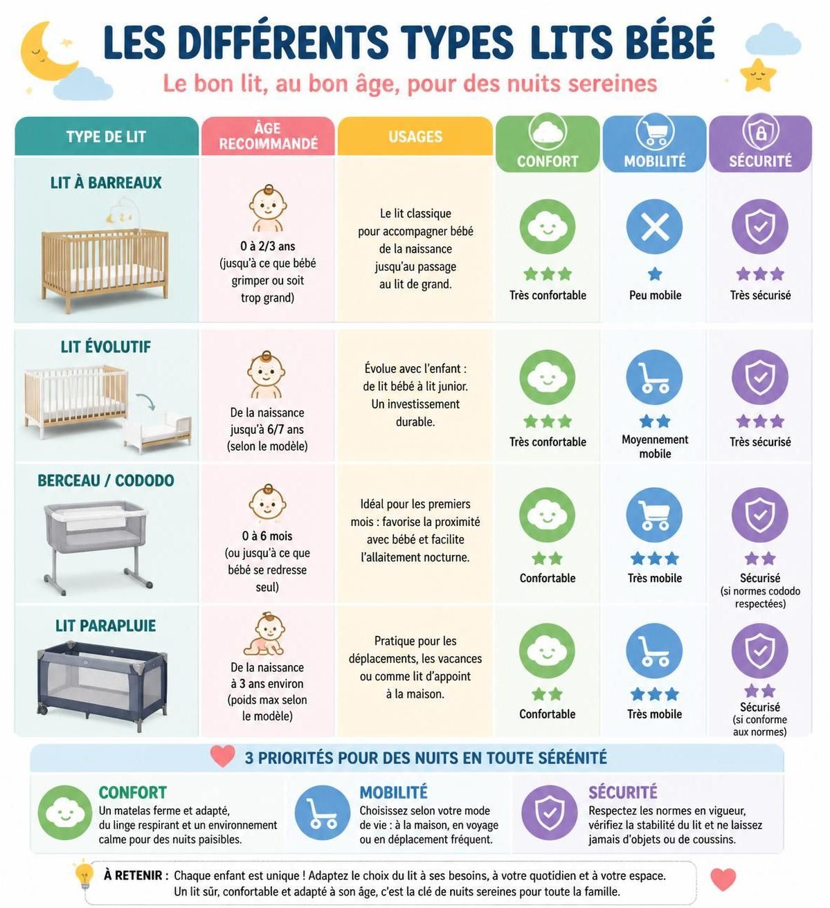 découvrez notre guide complet pour choisir un lit bébé alliant sécurité et confort, afin d'offrir à votre enfant un sommeil serein et protégé.