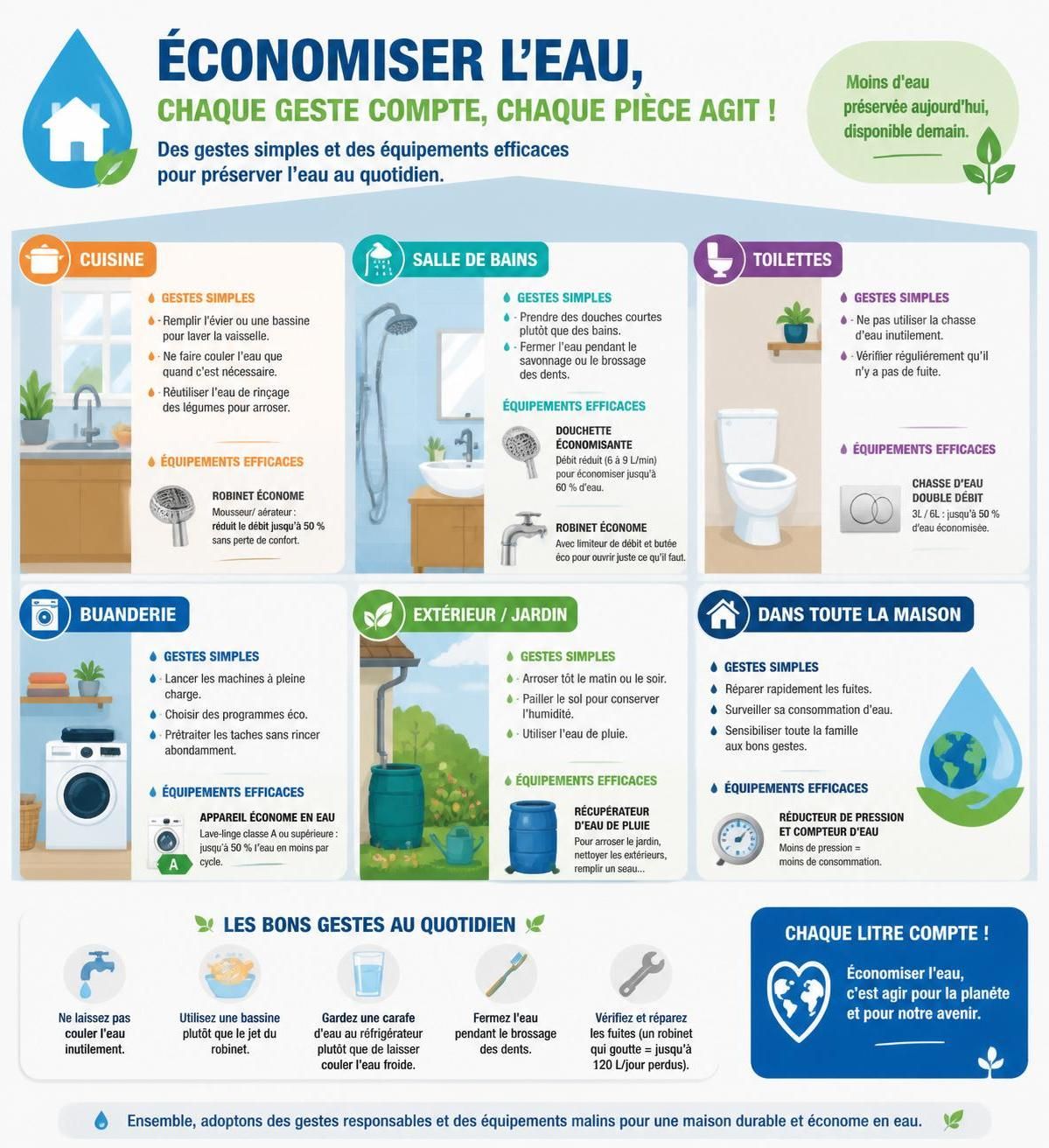 découvrez des astuces pratiques et les équipements efficaces pour économiser l'eau à la maison en 2026. adoptez des gestes simples pour réduire votre consommation et préserver cette ressource précieuse.