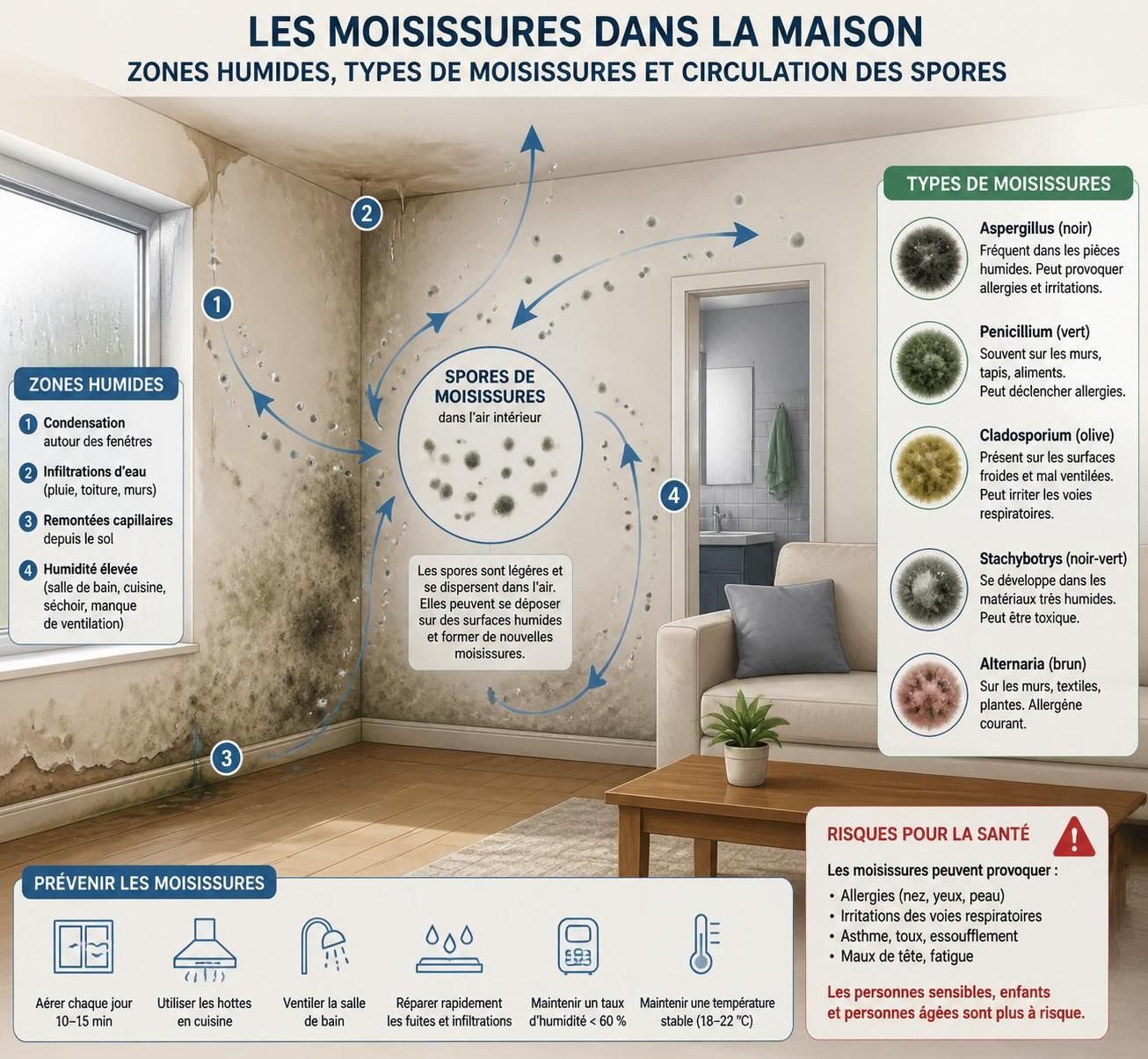 découvrez comment identifier les différents types de moisissures dans votre maison, les traiter efficacement et prévenir leur réapparition pour un intérieur sain et propre.
