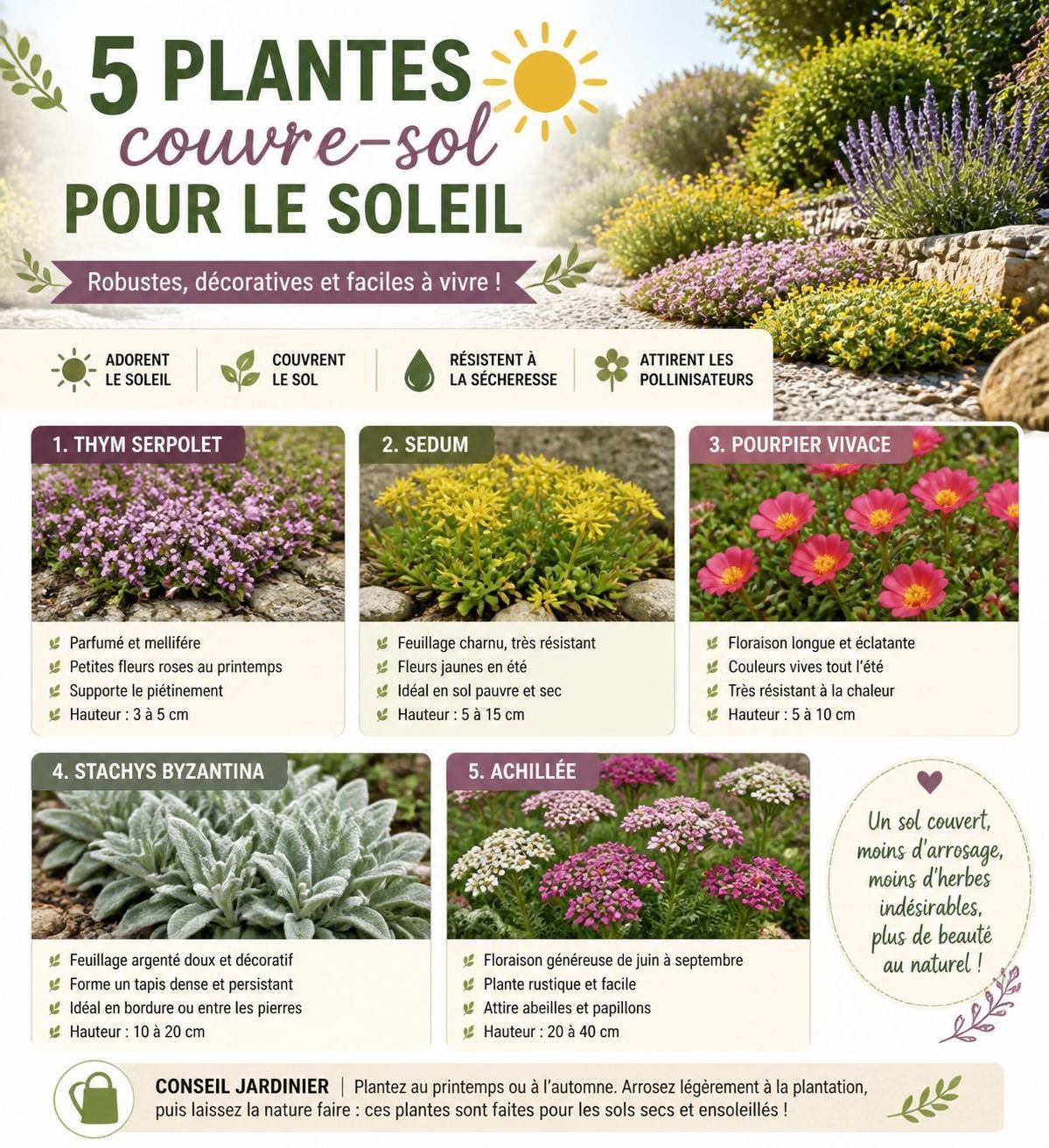 découvrez les meilleures variétés de plantes couvre-sol pour embellir et protéger votre jardin tout au long de l'année.