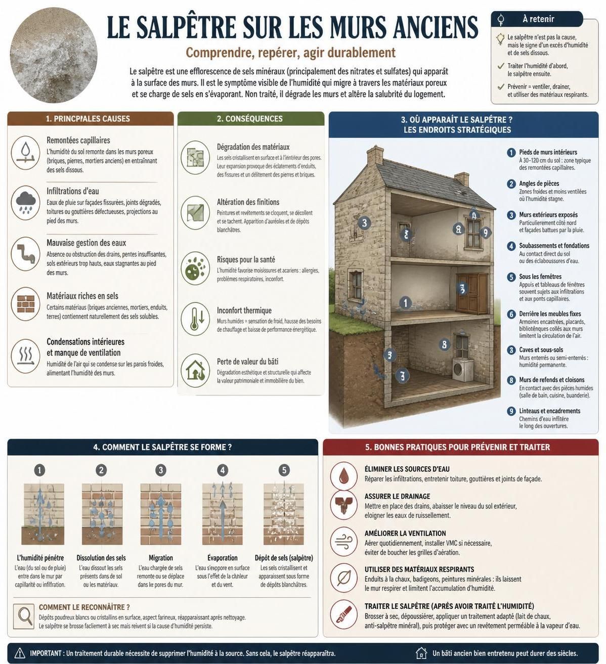 découvrez les causes du salpêtre sur les murs, les traitements efficaces pour l'éliminer et les conseils pratiques pour éviter le retour de ces efflorescences désagréables.