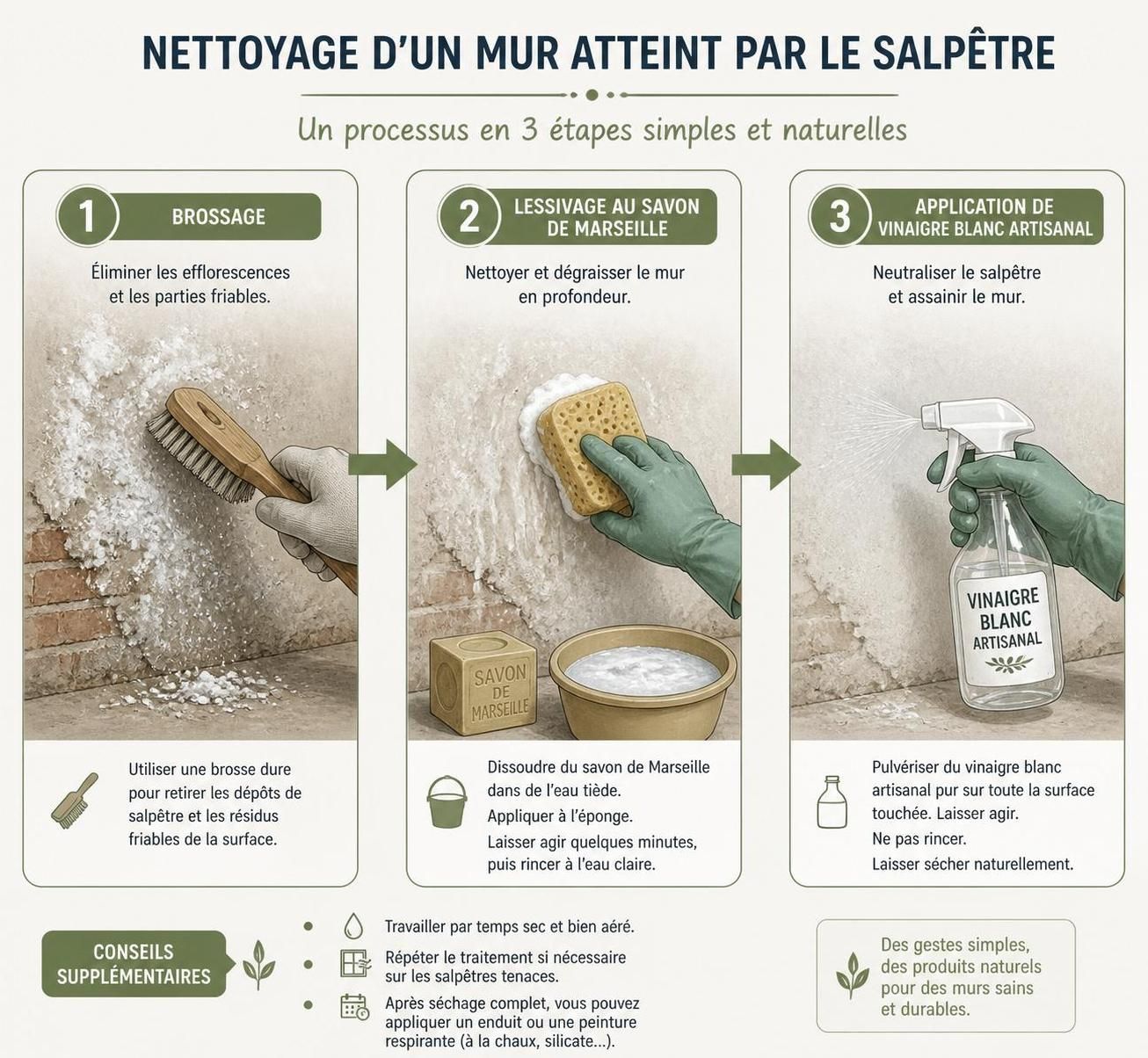 découvrez les causes du salpêtre sur les murs, les traitements efficaces pour l'éliminer et les conseils pour prévenir le retour de ces efflorescences disgracieuses.