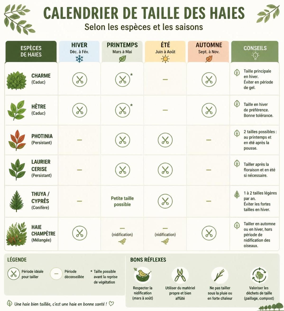 découvrez quand et comment tailler vos haies selon les différentes espèces pour un jardin harmonieux et en bonne santé.