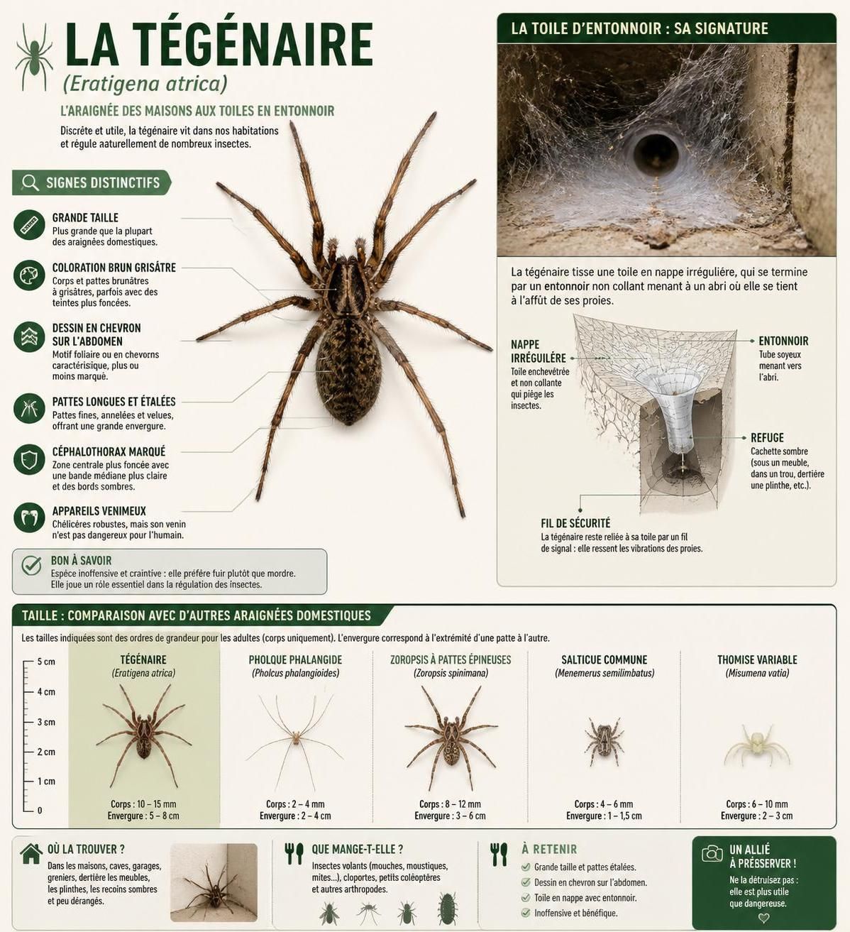 découvrez comment identifier la tégénaire, cette araignée fréquente dans les maisons, et apprenez si elle représente un danger pour vous et votre famille.
