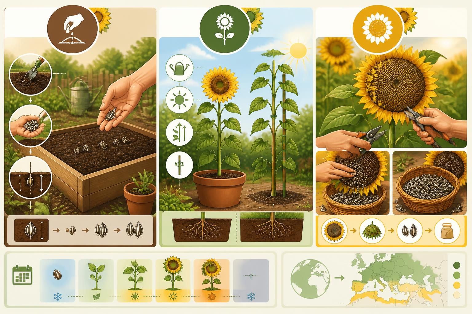 découvrez nos conseils pour semer, cultiver et récolter des tournesols facilement dans votre jardin ou en pot. apprenez les meilleures pratiques pour une belle floraison.