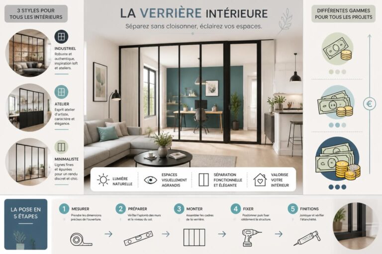 découvrez tout sur la verrière intérieure : prix, styles variés et conseils de pose pour séparer vos espaces avec élégance et fonctionnalité.
