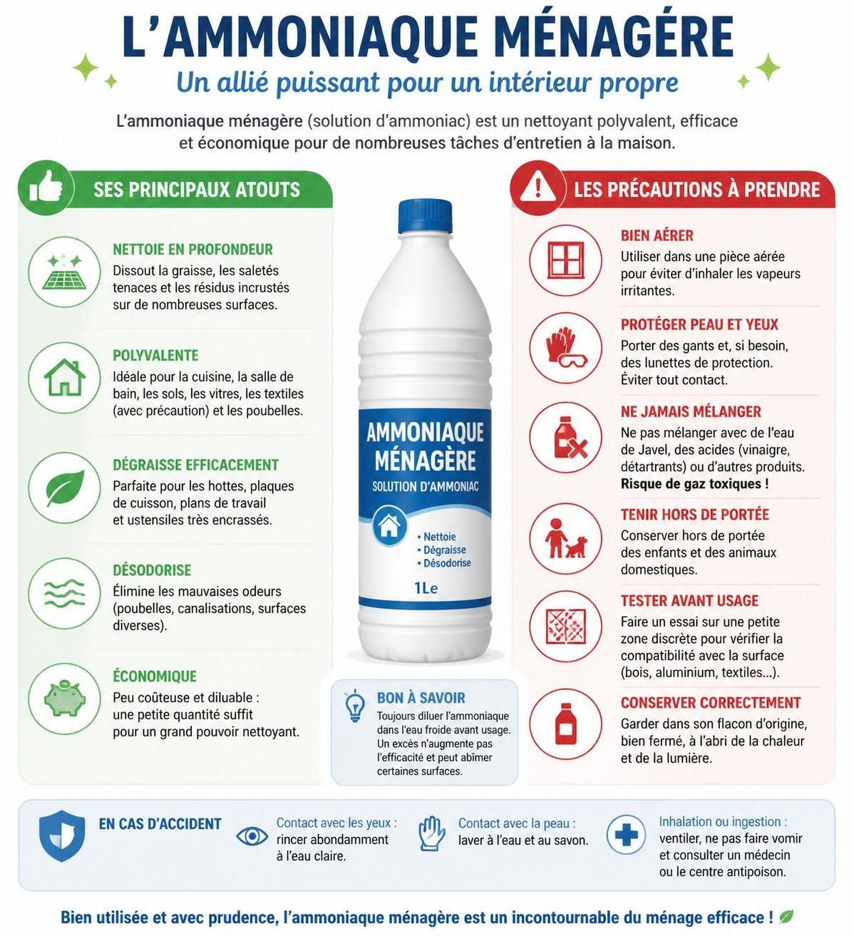 découvrez comment utiliser l'ammoniaque ménagère en toute sécurité et explorez ses meilleurs usages pour un nettoyage efficace et écologique dans votre maison.