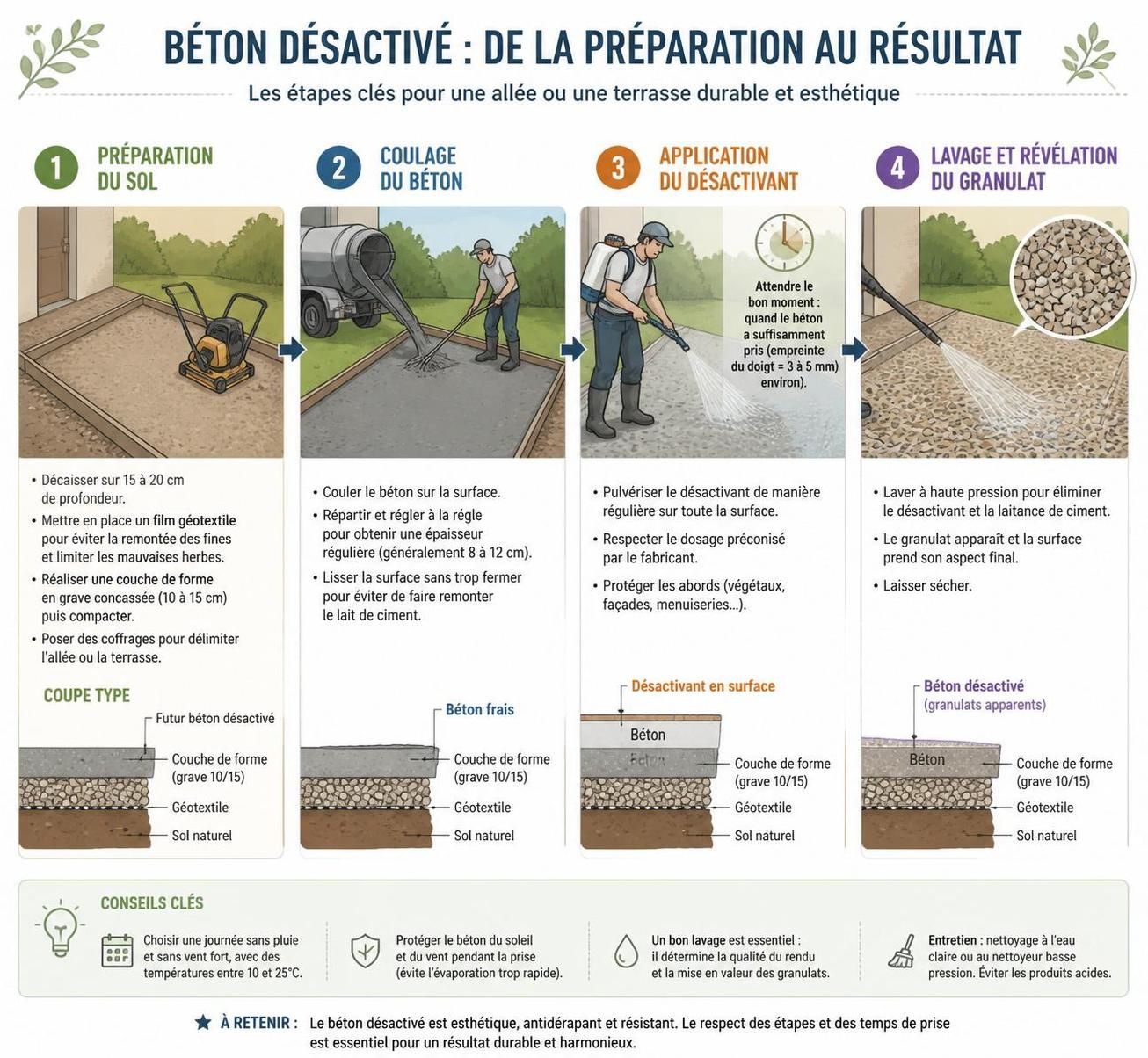 découvrez tout ce qu'il faut savoir sur le béton désactivé pour votre allée ou terrasse : prix, techniques de pose et conseils pratiques pour un extérieur réussi.