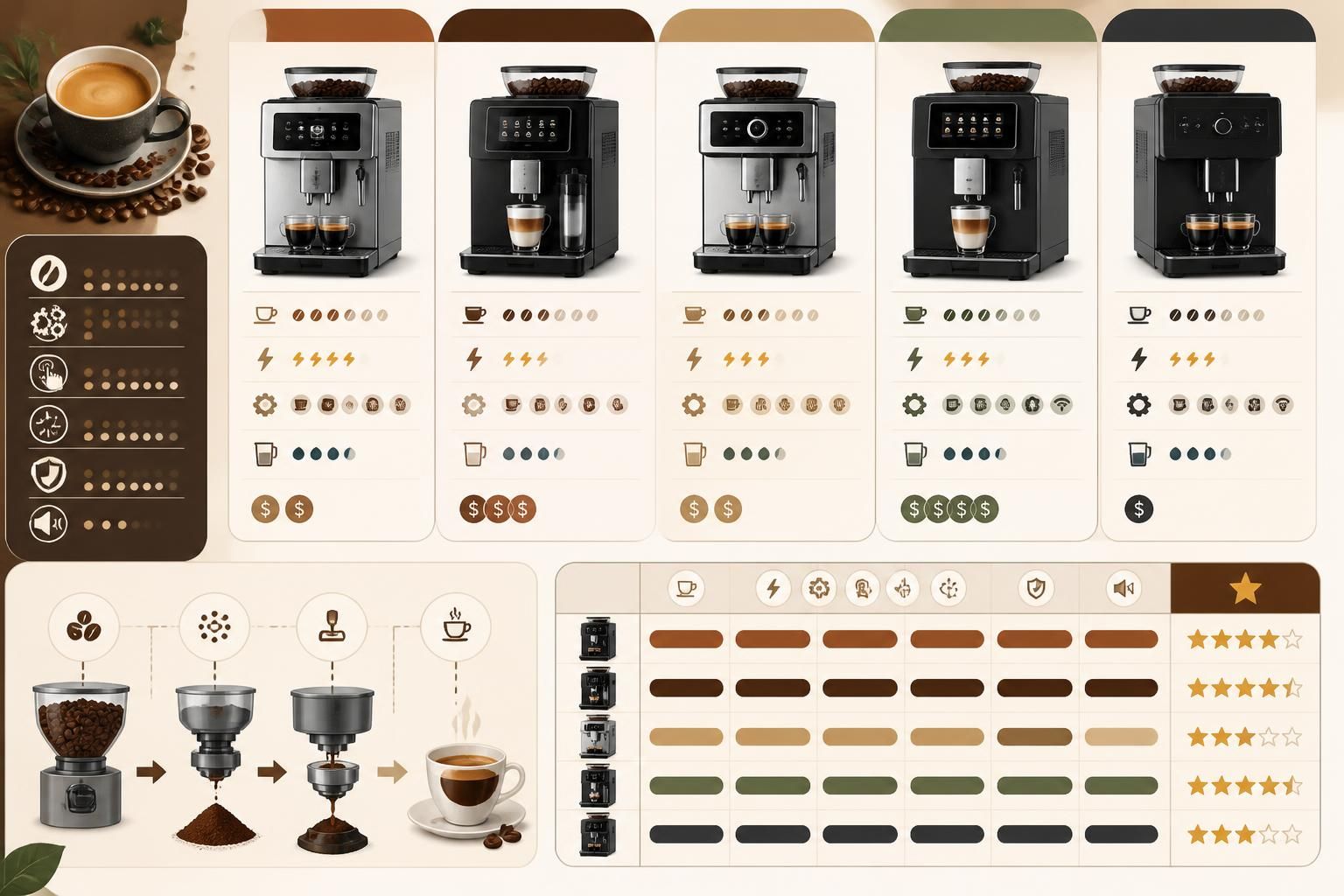 découvrez notre guide d'achat complet et notre comparatif des meilleures cafetières à grain de 2026 pour choisir la machine idéale selon vos besoins et votre budget.