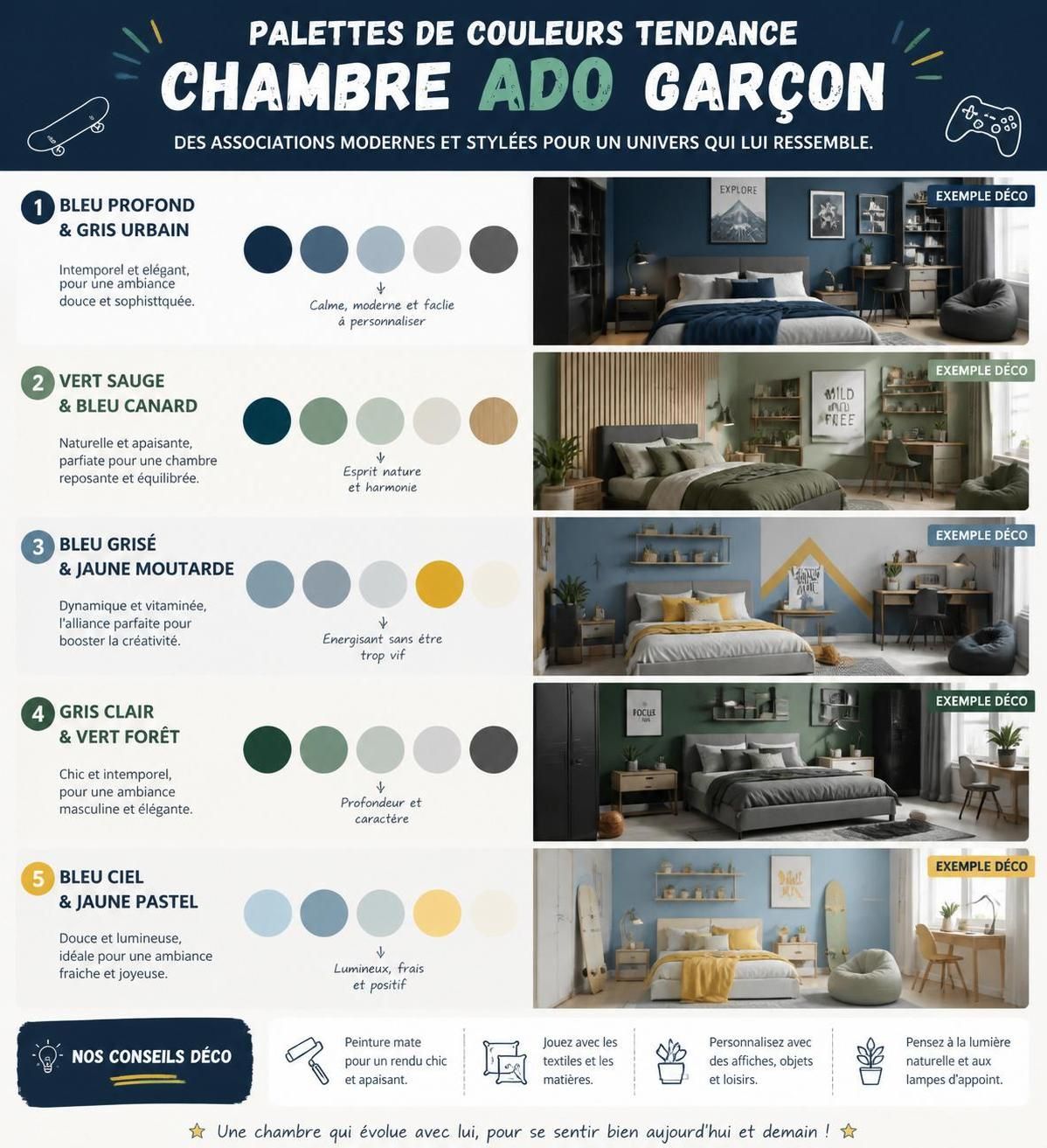 découvrez 12 idées déco tendance pour aménager une chambre ado garçon unique et personnalisée, alliant style et fonctionnalité.