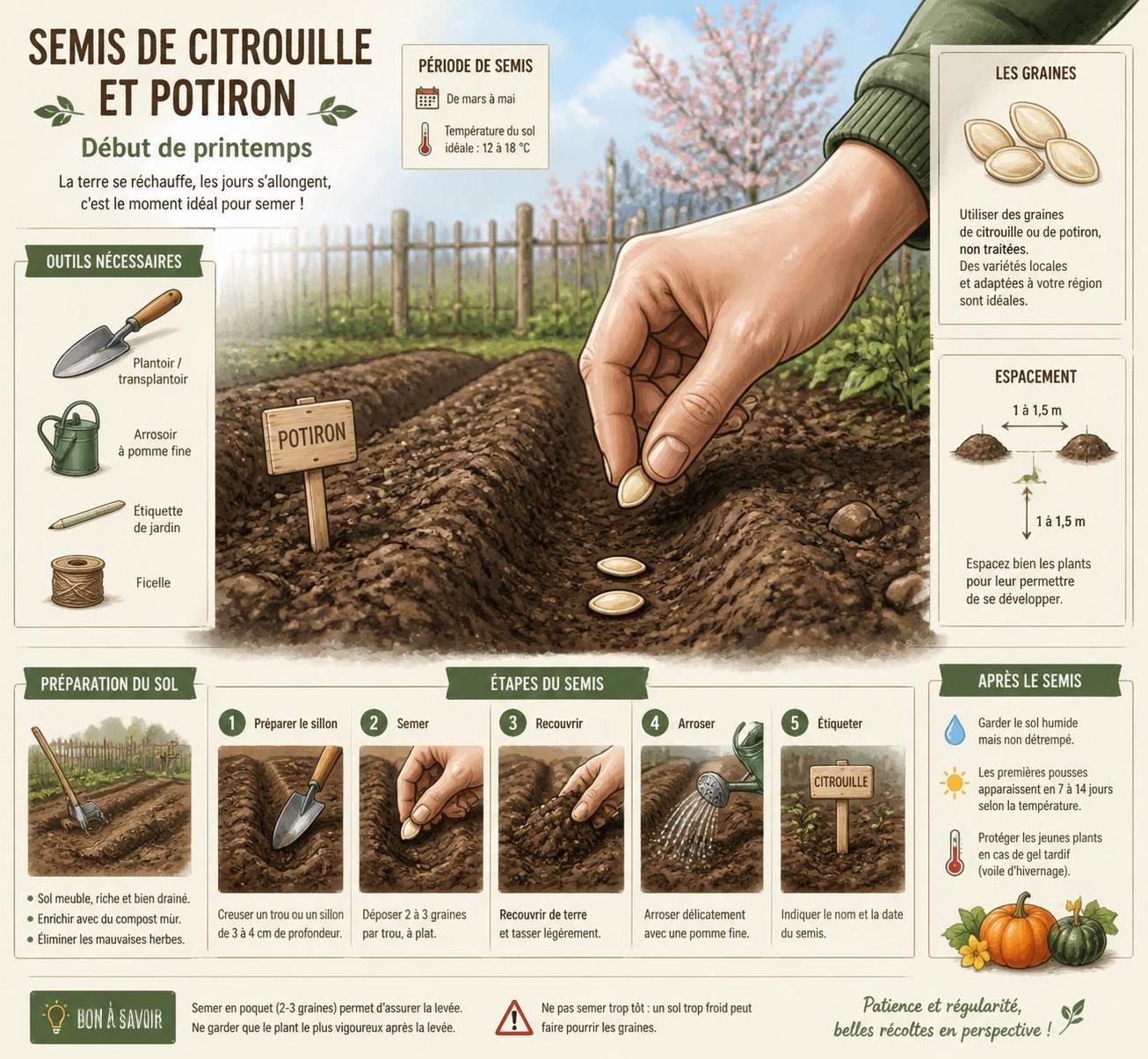 découvrez comment semer, cultiver et récolter à temps la citrouille et le potiron dans votre jardin pour réussir une belle récolte cet automne.