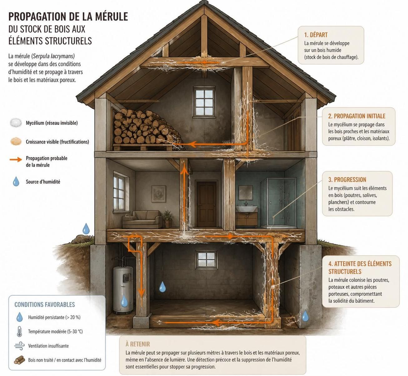 découvrez comment identifier la mérule sur le bois de chauffage, ce champignon destructeur, et apprenez les méthodes efficaces pour réagir et protéger votre habitat.
