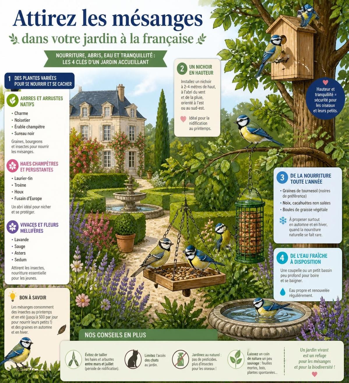 découvrez comment attirer une mésange dans votre jardin et la garder toute l'année grâce à nos conseils pratiques pour un environnement accueillant et sécurisé.