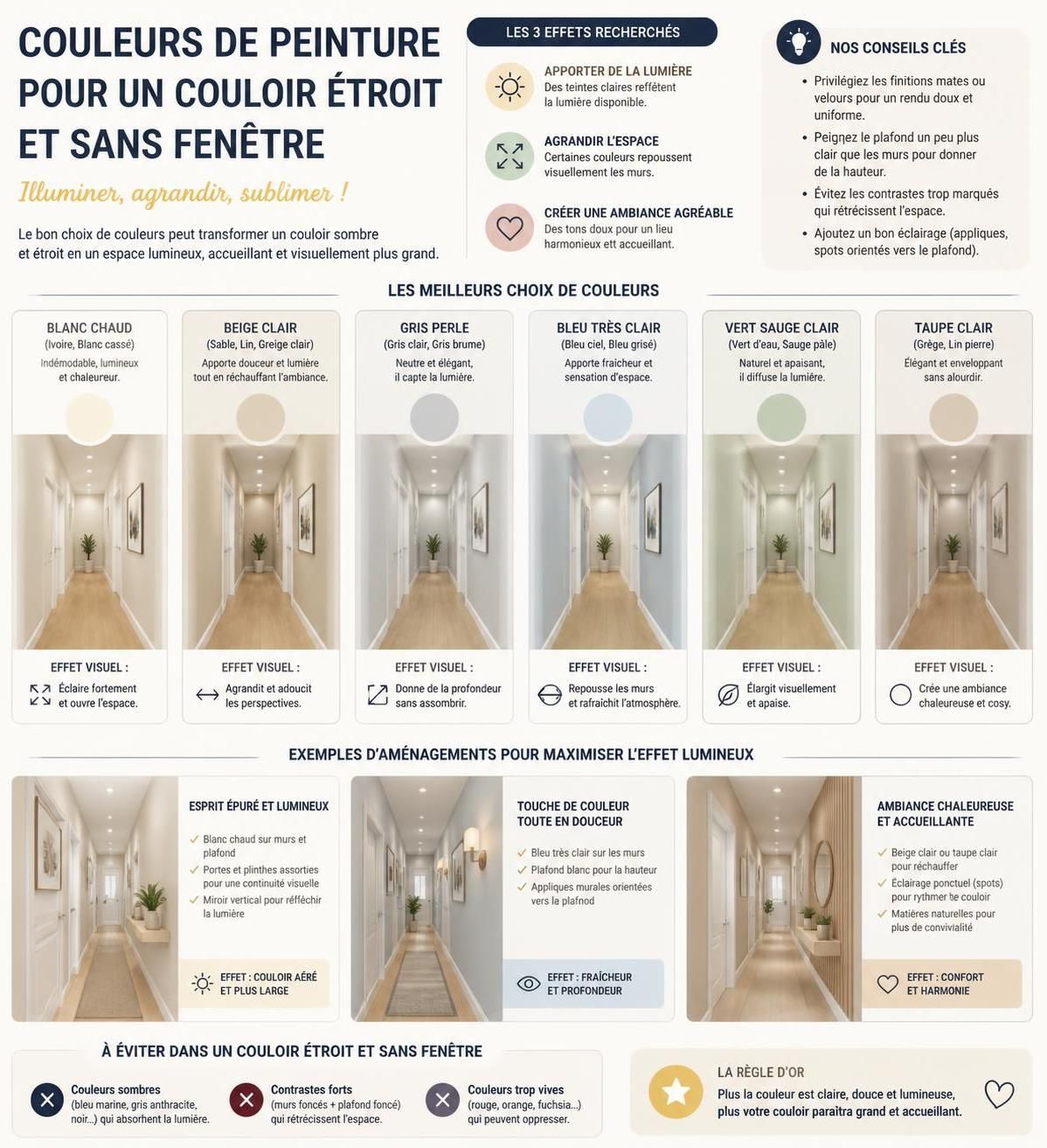 découvrez quelles couleurs de peinture choisir pour agrandir visuellement un couloir étroit ou sans fenêtre et apporter lumière et style à votre espace.