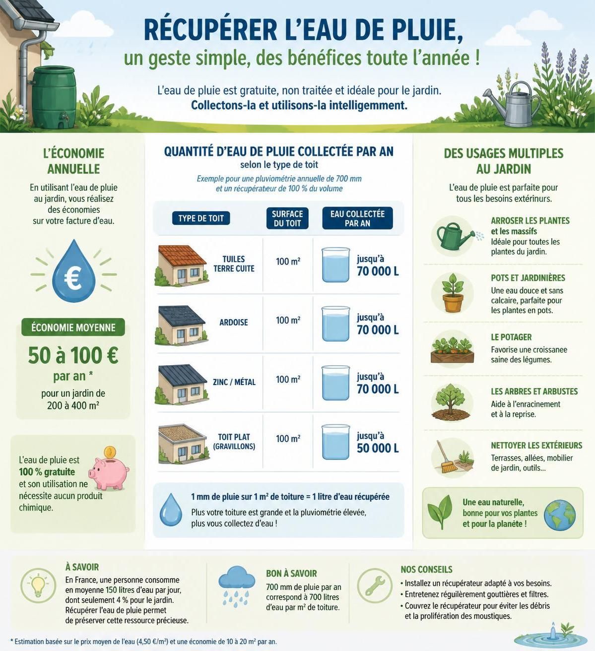 découvrez notre guide complet pour choisir et installer un récupérateur d'eau de pluie, afin d'arroser votre jardin efficacement tout en économisant l'eau et en protégeant l'environnement.