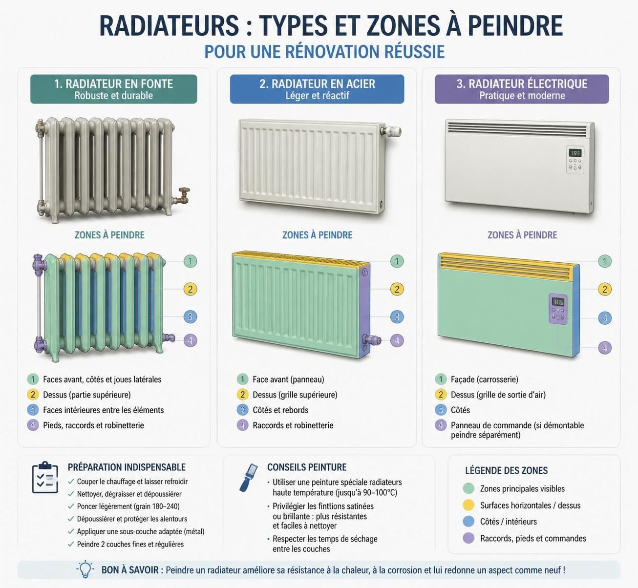 découvrez comment repeindre un radiateur efficacement : choisissez la peinture adaptée, suivez la méthode recommandée et évitez les erreurs courantes pour un résultat durable et esthétique.