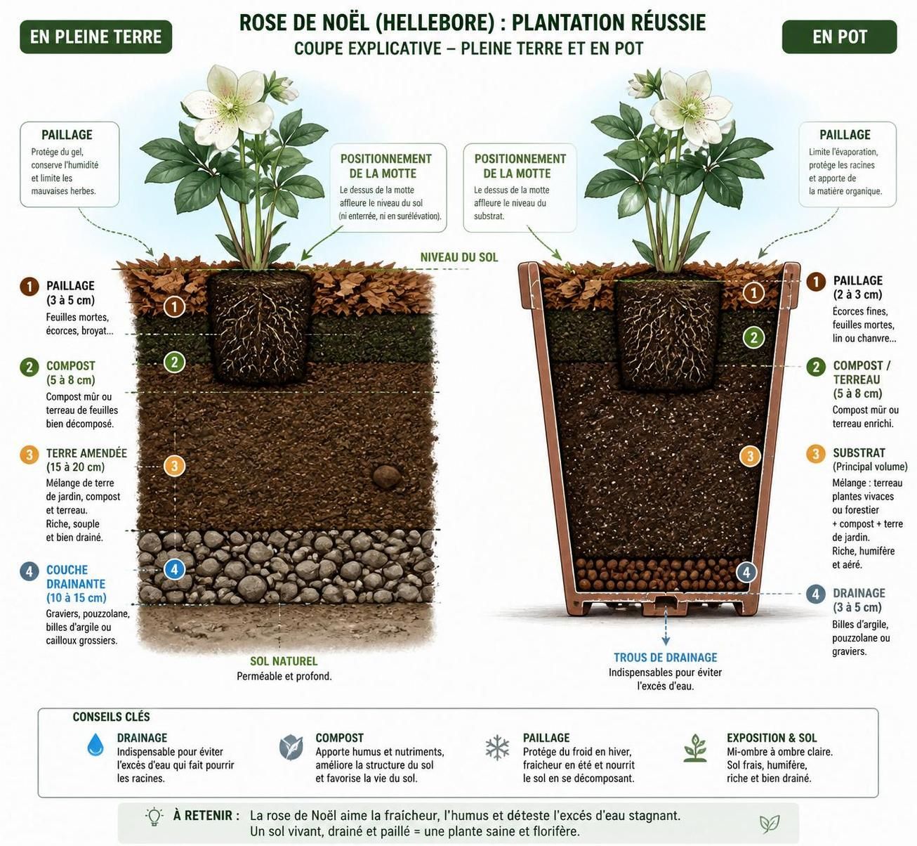 découvrez comment planter et entretenir la rose de noël (hellébore), une vivace élégante qui illumine votre jardin en hiver avec ses fleurs délicates.