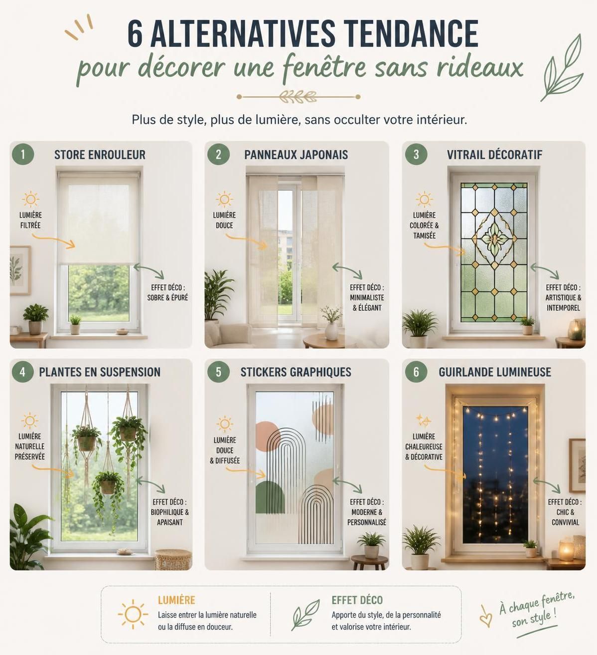 découvrez des idées originales pour décorer vos fenêtres autrement qu'avec des rideaux classiques et apportez style et modernité à votre intérieur.