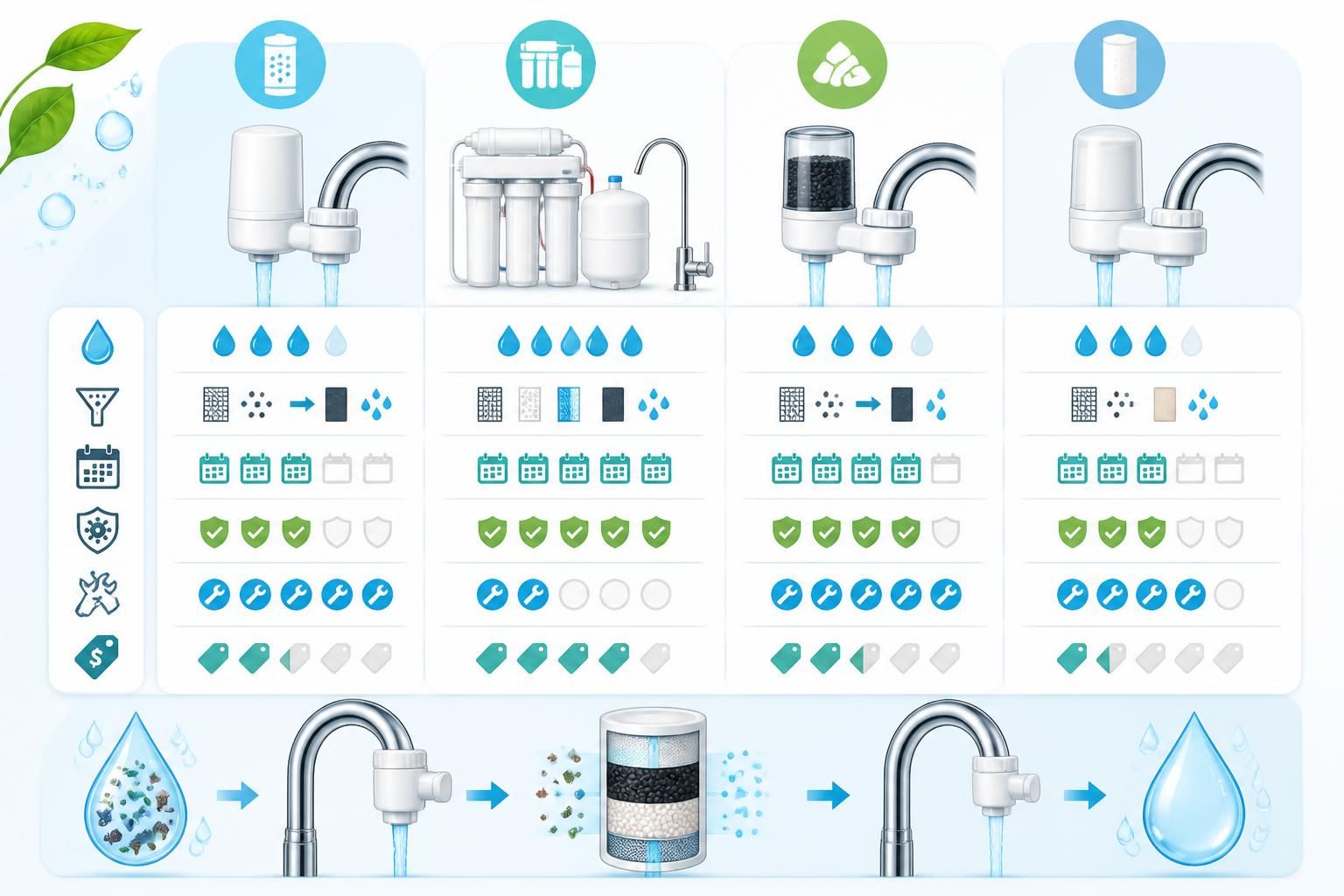 découvrez notre comparatif des meilleurs filtres à eau pour robinet et choisissez la solution idéale pour une eau purifiée directement chez vous, saine et savoureuse.