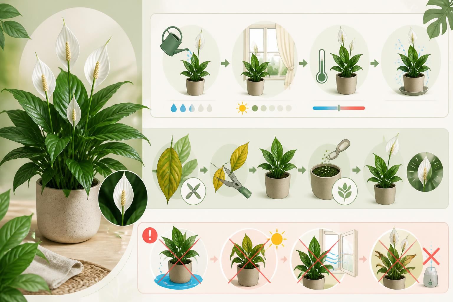 découvrez comment entretenir votre fleur de lune (spathiphyllum), la faire refleurir facilement et éviter les erreurs courantes pour garder une plante saine et florissante.