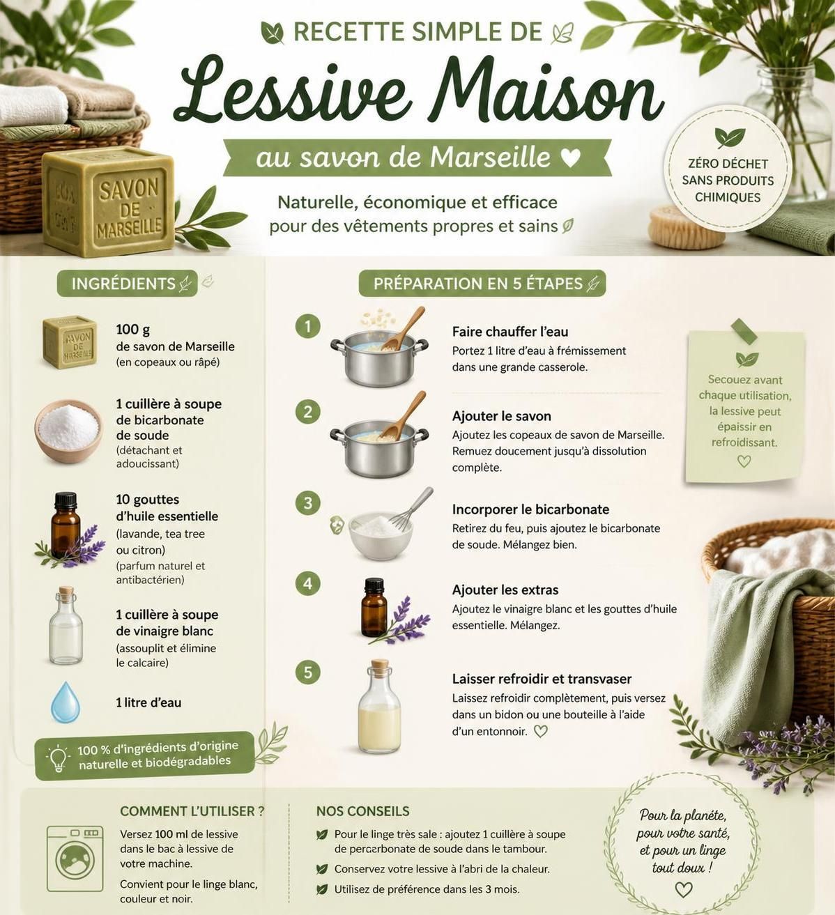 découvrez une recette simple de lessive maison au savon de marseille pour laver votre linge efficacement sans utiliser de produits chimiques, respectueuse de l'environnement et de votre peau.