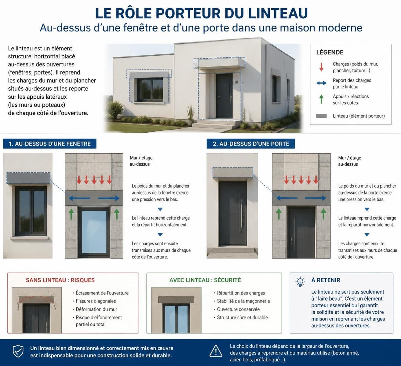 découvrez le rôle essentiel du linteau de porte ou fenêtre, les matériaux utilisés et comment identifier les signes d'un problème structurel pour assurer la sécurité de votre habitation.