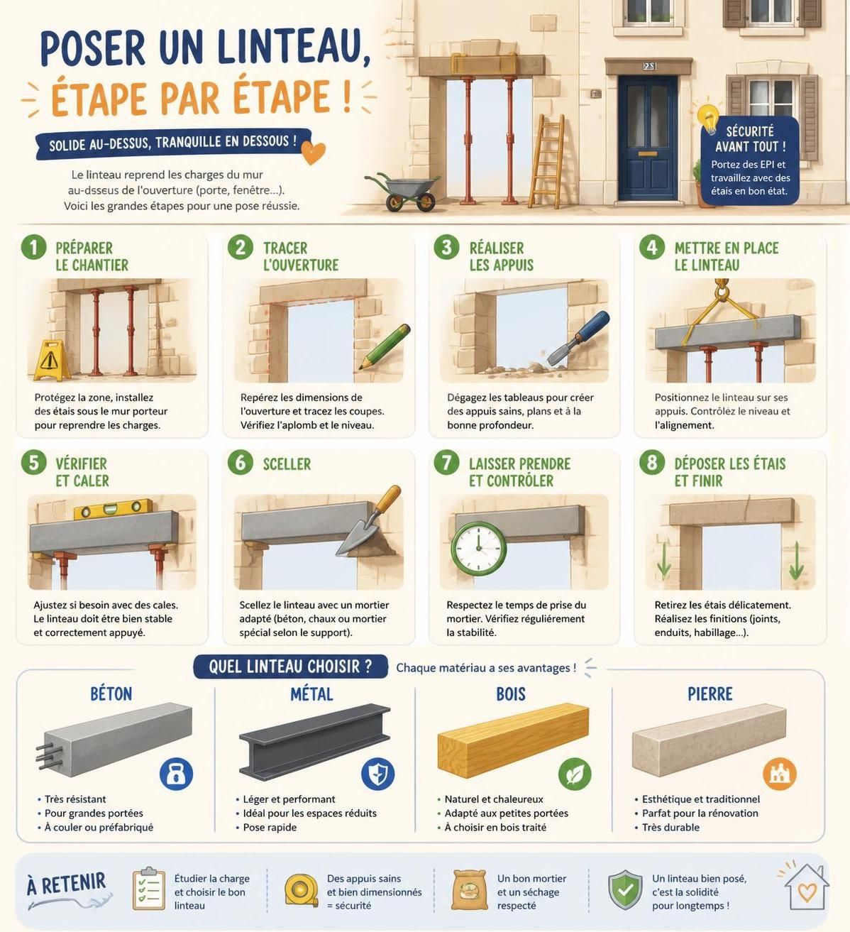 découvrez le rôle essentiel du linteau de porte ou fenêtre, les différents matériaux utilisés, et apprenez à détecter les signes de problèmes structurels pour garantir la sécurité de votre habitation.