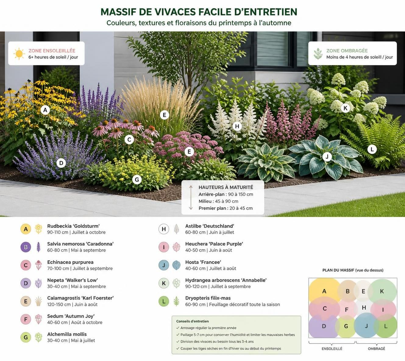 découvrez 10 plantes vivaces faciles à entretenir pour créer un massif fleuri et coloré du printemps à l'automne, sans effort.