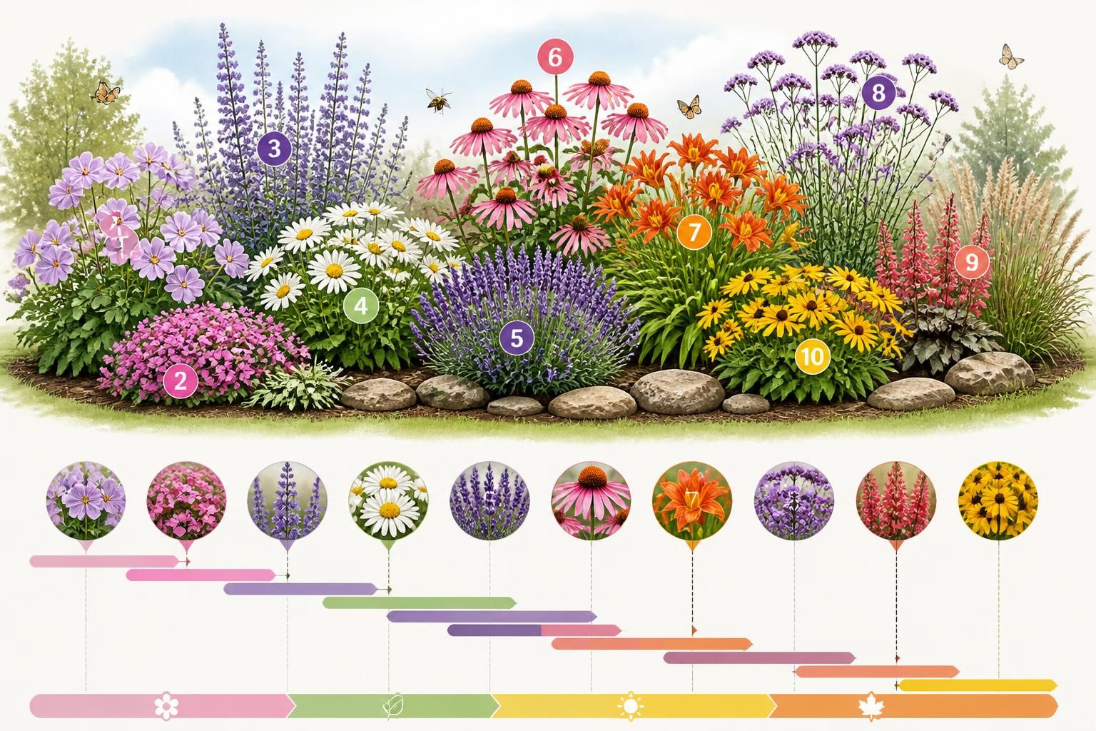 découvrez 10 plantes vivaces faciles à entretenir pour un massif fleuri du printemps à l'automne, idéal pour un jardin coloré sans effort.