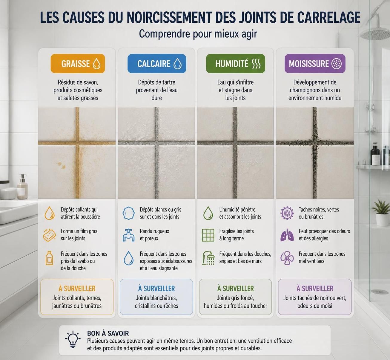 découvrez des méthodes naturelles efficaces pour nettoyer vos joints de carrelage et leur redonner un éclat blanc sans utiliser de produits chimiques agressifs.
