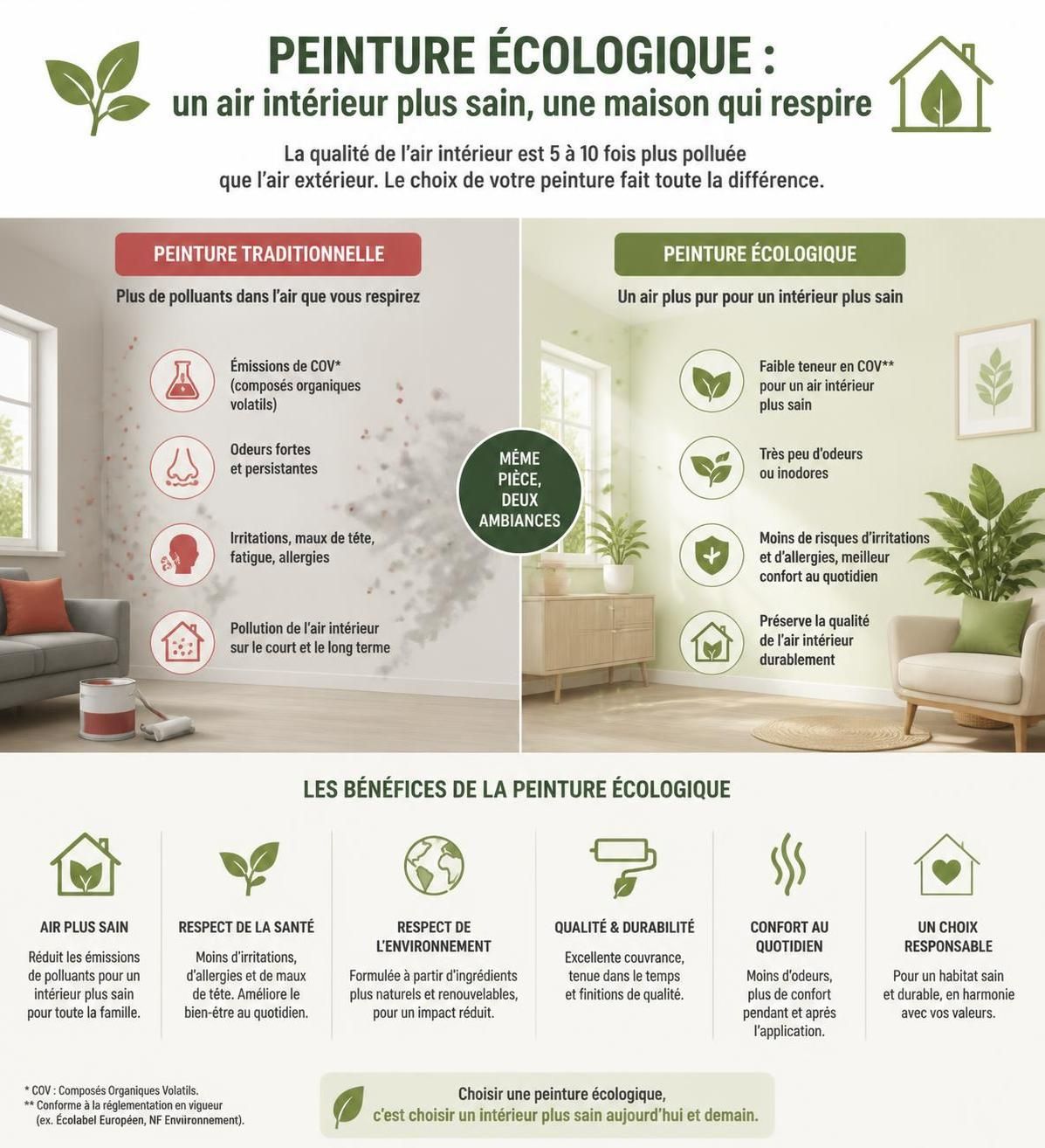 découvrez les meilleures peintures écologiques pour votre maison, des alternatives saines et durables aux peintures traditionnelles, respectueuses de l'environnement et de votre santé.