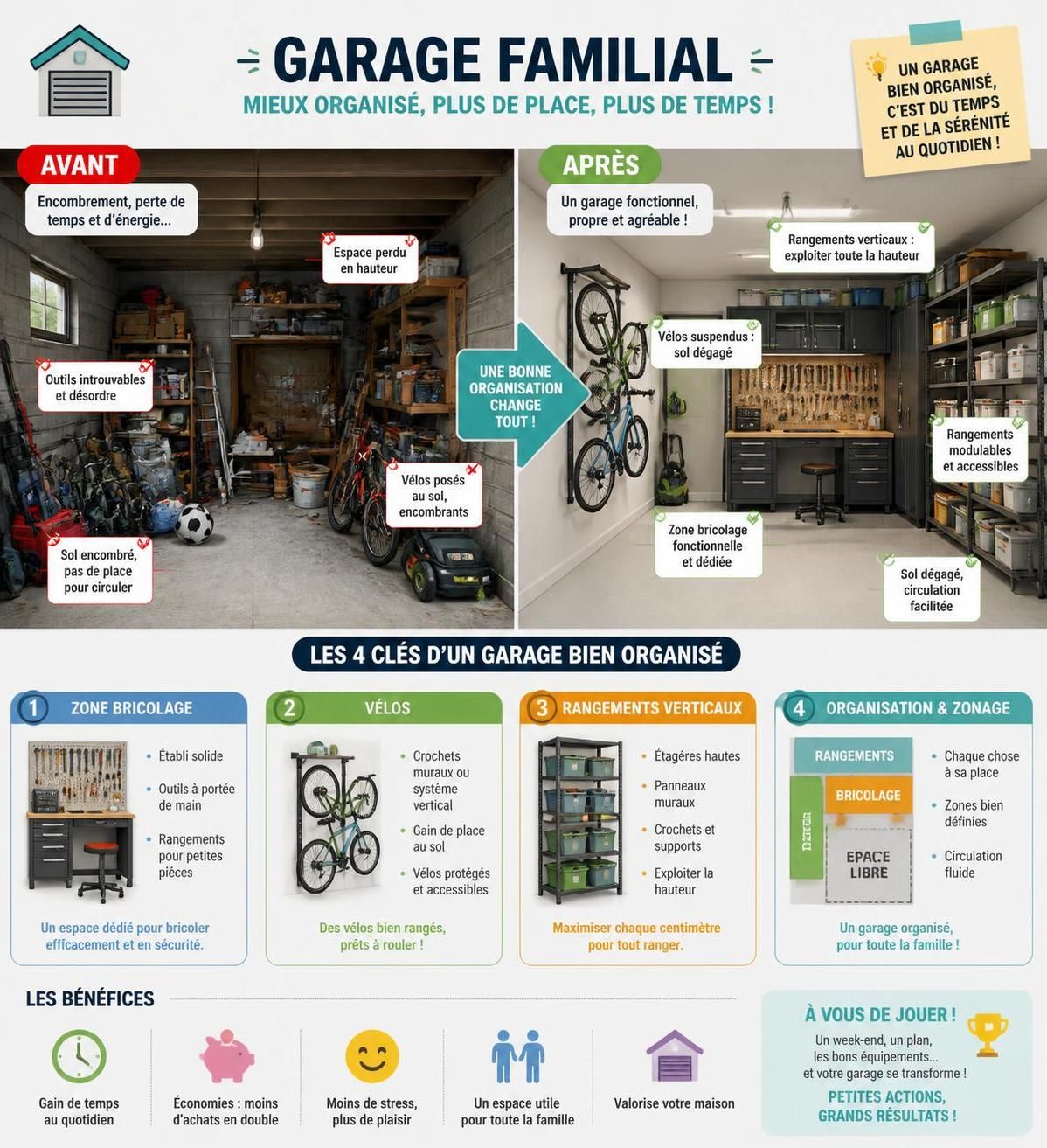 découvrez des méthodes de tri efficaces et des solutions de rangement pratiques pour organiser votre garage et y voir clair enfin.