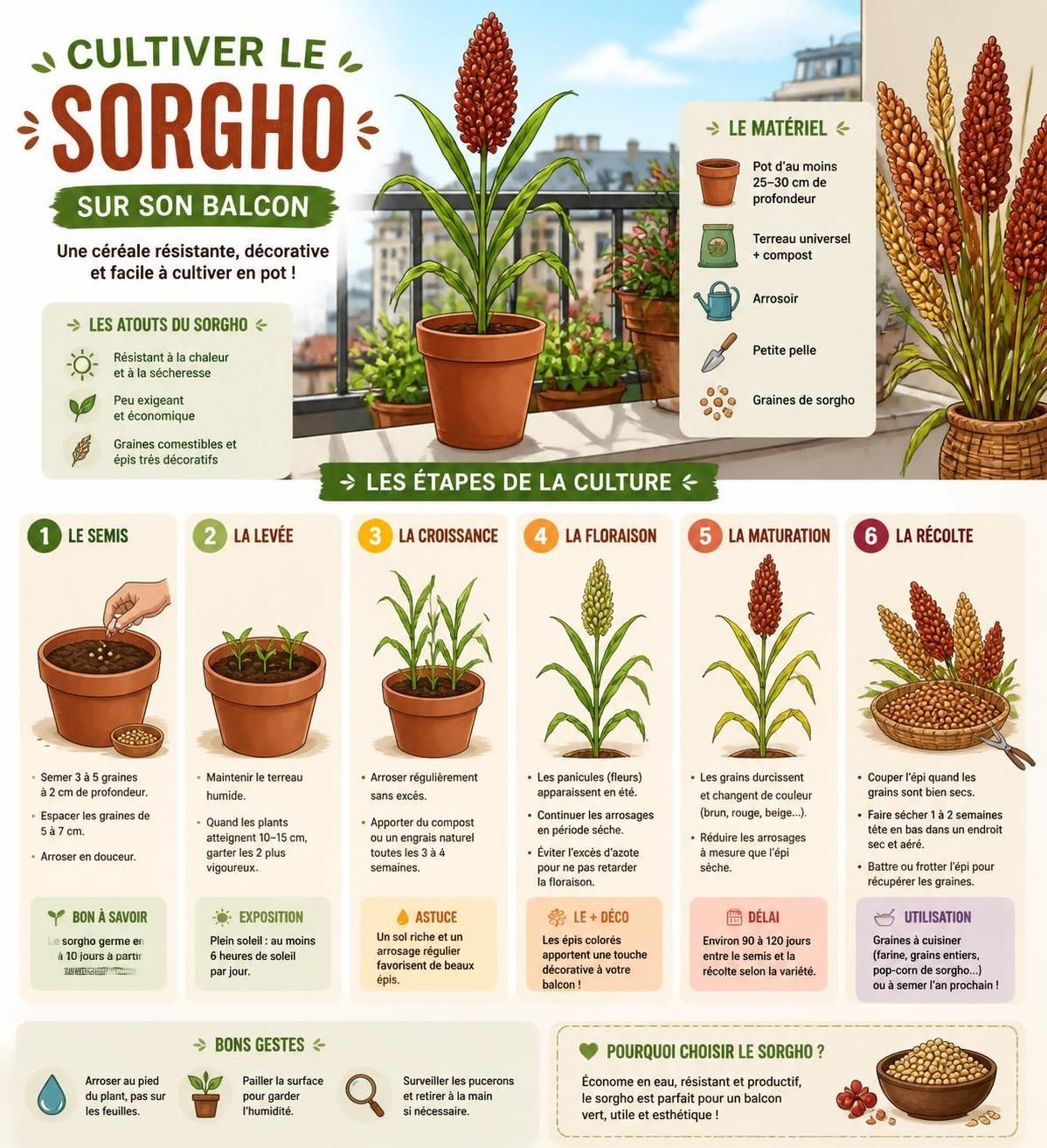 apprenez à cultiver le sorgho, une plante à la fois décorative et gourmande, idéale pour embellir votre jardin ou votre balcon tout en profitant de ses qualités exceptionnelles.