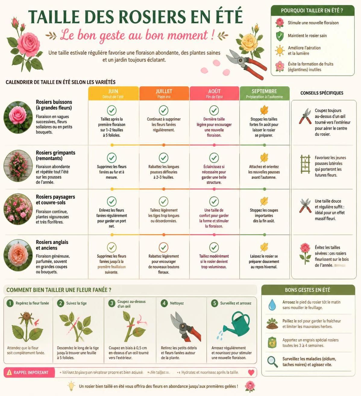 découvrez quand et comment tailler vos rosiers en été pour encourager une belle remontée florale et prolonger la floraison de votre jardin.