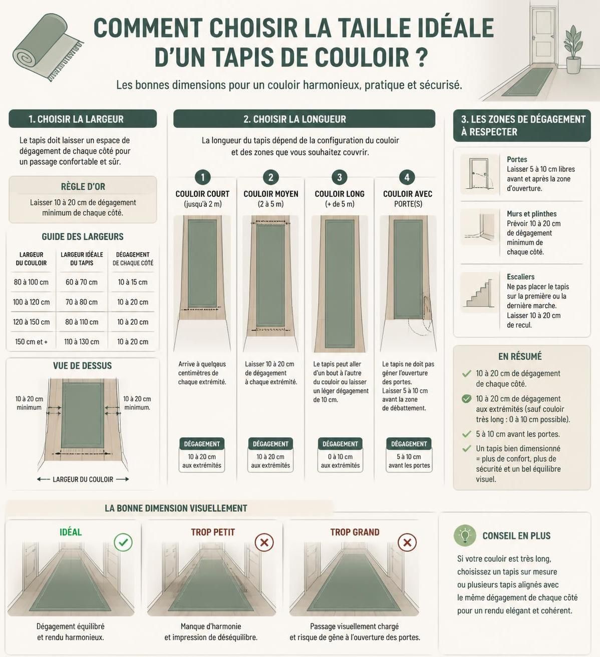 découvrez comment choisir la taille, la matière et la couleur idéales pour votre tapis de couloir afin d'harmoniser parfaitement votre intérieur.