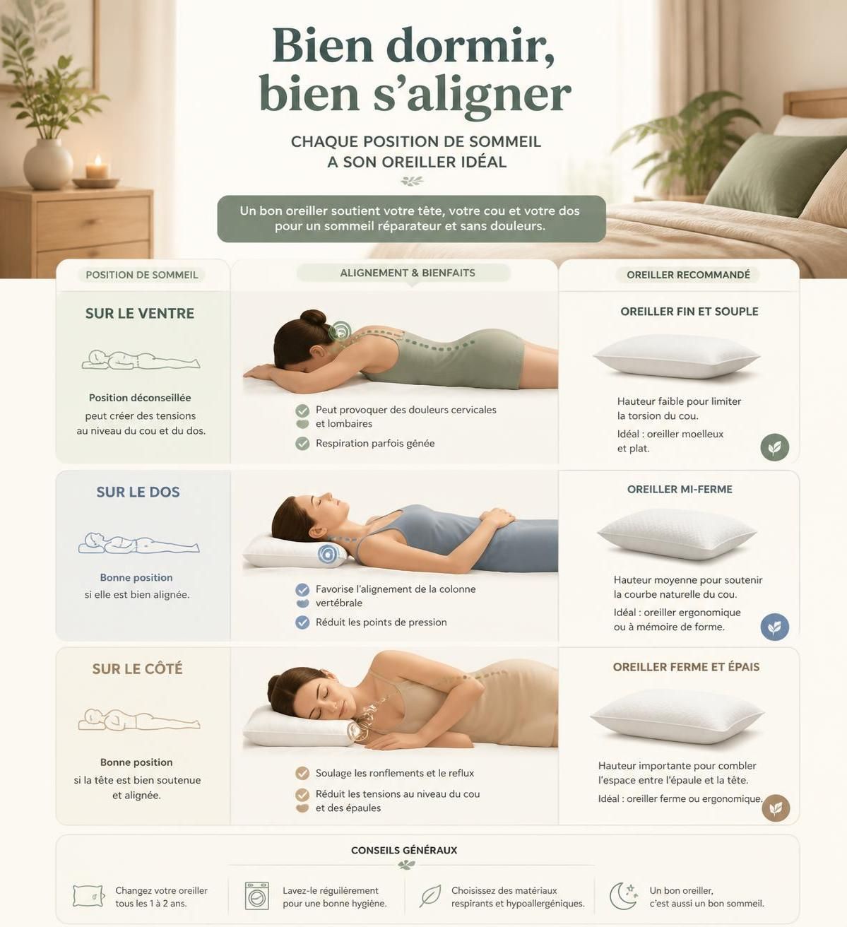 découvrez comment choisir l'oreiller idéal en fonction de la fermeté, la matière et la taille pour un sommeil réparateur et confortable. suivez notre guide complet pour mieux dormir chaque nuit.