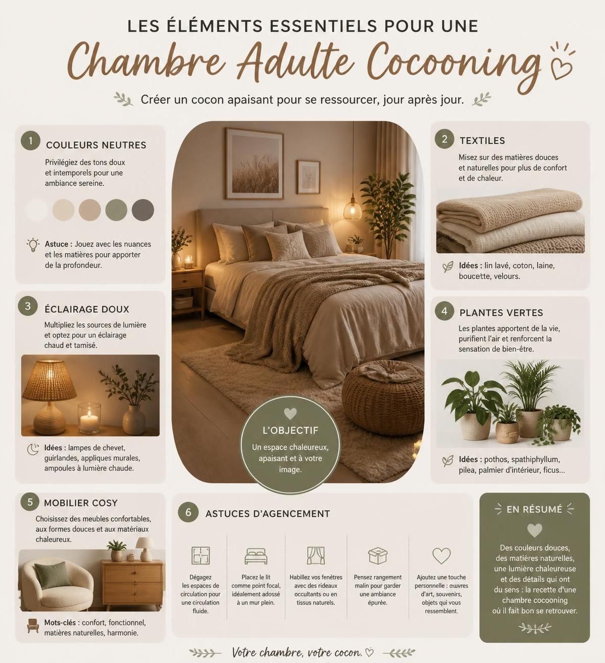 découvrez comment créer une déco chambre adulte cocooning avec des éléments clés pour un espace apaisant et reposant, idéal pour favoriser la détente et le bien-être.